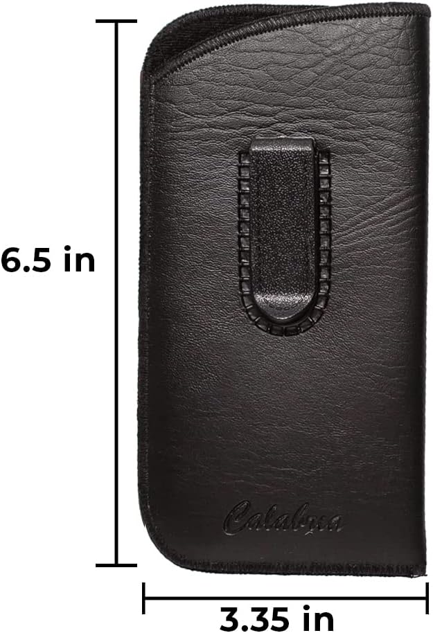 Calabria Slim Faux Leather Eyeglass Case Soft Slip-In Design [Black & Brown - 2 Pack] | Compact Protective Pouch | Soft Case for Glasses | Lightweight Sunglass Storage