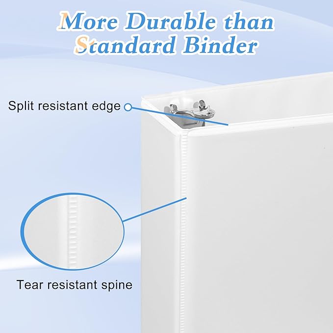 CIXILDTS 2 Inch D Ring Binders, 3 Ring Binder Fit US Letter Size Paper, 2" Slant D Ring View Binder with 2 Pocekts, 6-Pack, White