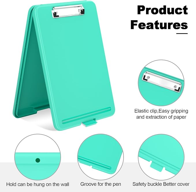 Hongri Clipboard with Storage, 8.5 x 11 Clip Board Foldable, Teal | Bottom Opening, Size 13.4 x 9.4 X 0.9 in for Nurses, Teacher, Students, Classroom, School & Office Supplies