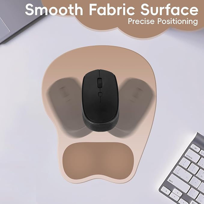 Ergonomic Mouse Pad,Non Slip Mousepad Wrist Rest Support for Office, Computer, Laptop & Mac(A-Light Brown)