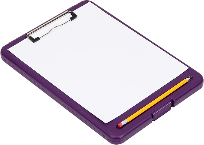 Mind Reader Clipboard with Storage, Teacher, Nursing Clipboard, Plastic, 9.25"L x 13.25"W x 1"H, Set of 6, Assorted Colors