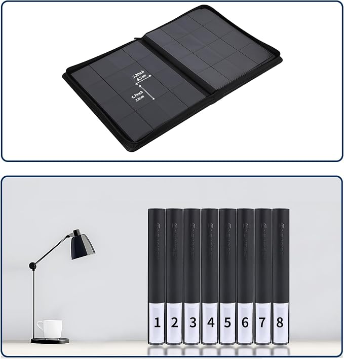 Snekdy premium 1024-pocket trading card binder, 16-pocket cards album, waterproof PU-leather Cover album with side loading, holds gaming, baseball, basketball & sports cards (Black)