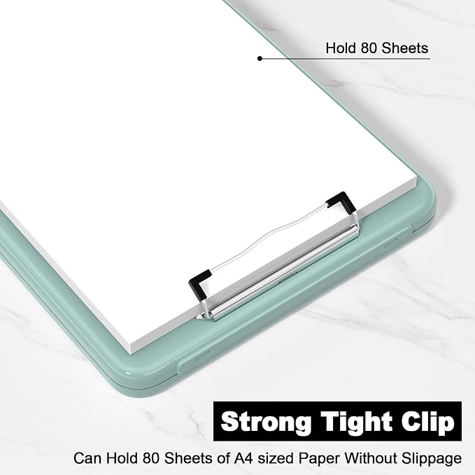 Hongri Clipboard with Storage, 8.5 x 11 Clip Board Foldable, Green | Bottom Opening, Size 13.4 x 9.4 X 0.9 in for Nurses, Teacher, Students, Classroom, School & Office Supplies