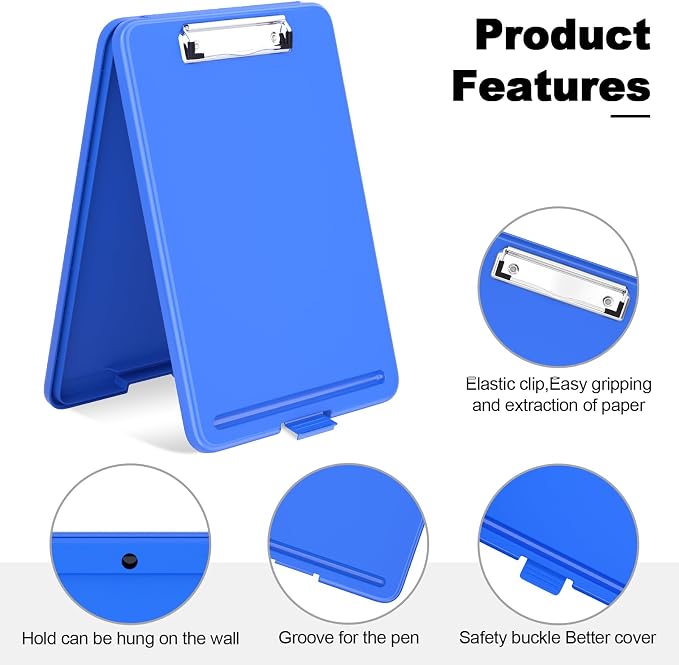 Hongri Clipboard with Storage, 8.5 x 11 Clip Board Foldable, Dark Blue | Bottom Opening, Size 13.4 x 9.4 X 0.9 in for Nurses, Teacher, Students, Classroom, School & Office Supplies