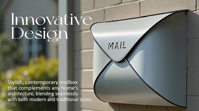 NACH Wall Mount Mailboxes for Outside, 12.5 x 5 x 10 inch White Wall Mailboxes for Outside, Waterproof Mailboxes for Outside - Envelope Mailbox Kit White
