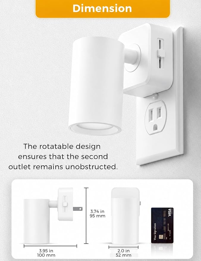 L LOHAS LED Night Lights Plug into Wall,[2-Pack] Wall Spot Lights Indoor with Light Sensor,Amber Night Lights,for Home Decor Party Bathroom,Hallway