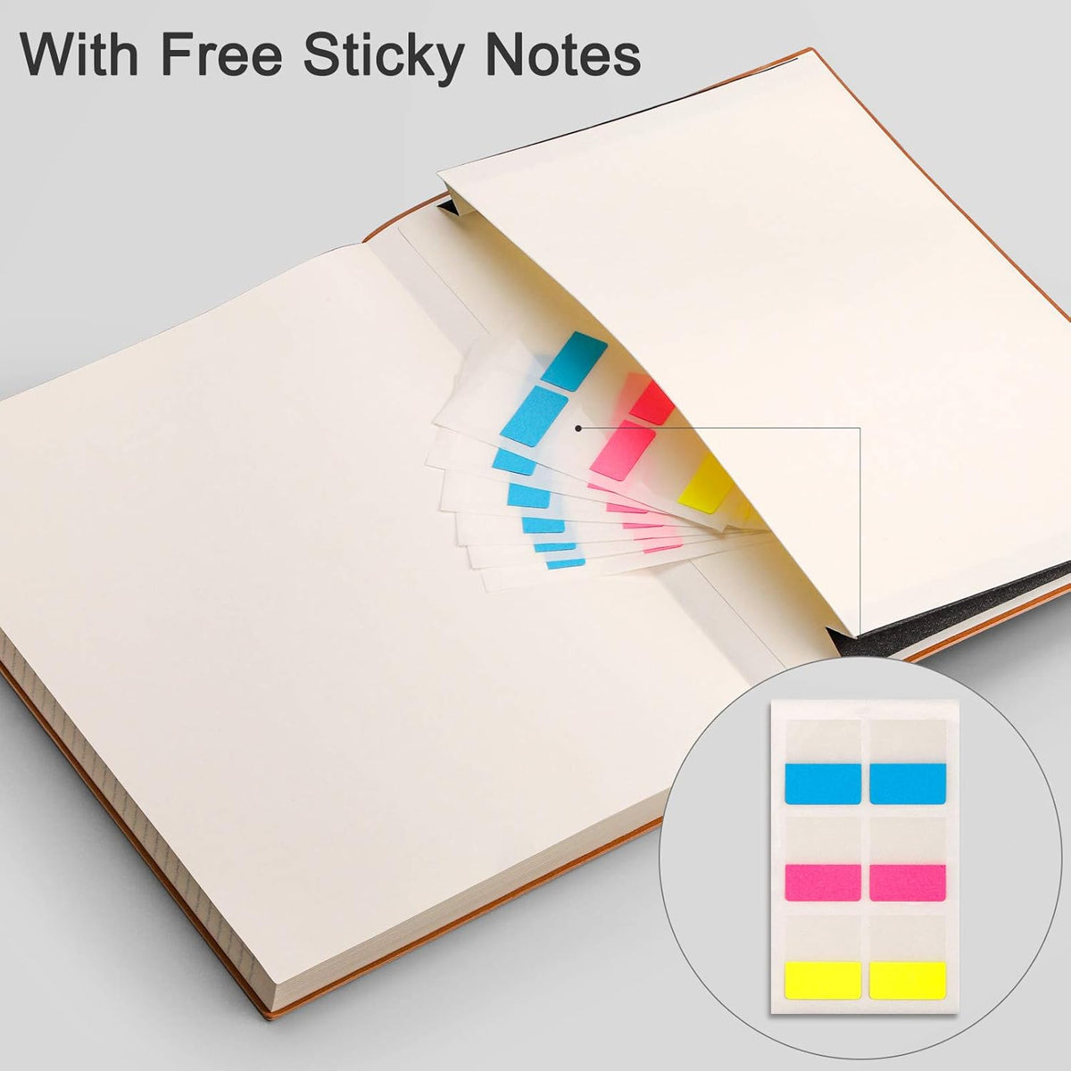 EMSHOI Composition Notebooks College Ruled - Soft Cover Leather Thick Journal, B5 Large Notebook, with Free Sticky Notes, 204 Numbered Pages,100gsm Lined Paper, for Writers Students, 7.5"x10"- Black