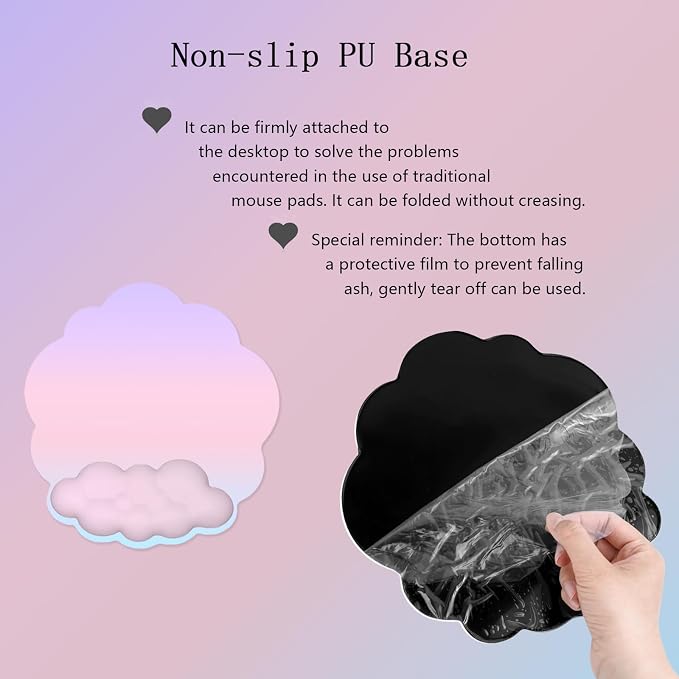 Cloud Keyboard Wrist Rest Mouse Pad with Wrist Rest for Computer Keyboard and Mouse Pad Set Memory Foam Cute Ergonomic Wrist Pad Support for Desk Gaming Home Office Pain Relief Pink Purple Blue