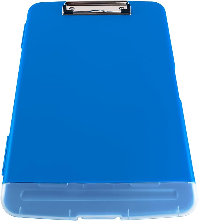 Super Z Outlet Slim Plastic Nursing RN Style Lightweight Coaches Clipboard with Open Foldable Storage, Classroom Teacher College Size (9.5" x 14") (Blue, 9.5" x 14")