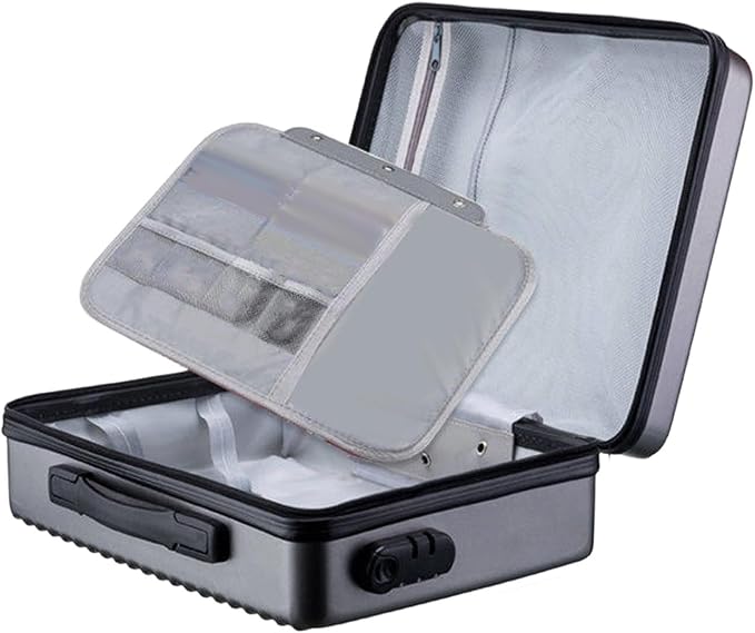 Fireproof Document Box, Secure Storage, Waterproof Briefcase, Sturdy Storage Bag for Contracts, Outdoor, Gray