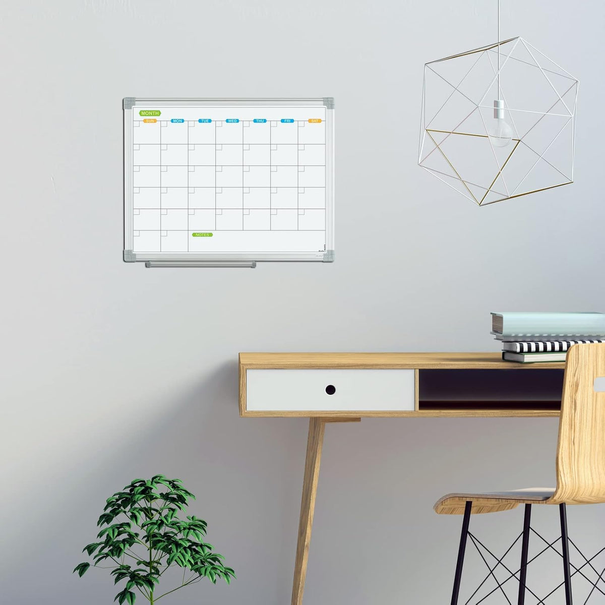 JILoffice Monthly Dry Erase Calendar Whiteboard 15 x 12 Inch, Double Sided Hanging Dry Erase Board/Calendar Board, Silver Aluminum Frame Portable Board for Office Home and School