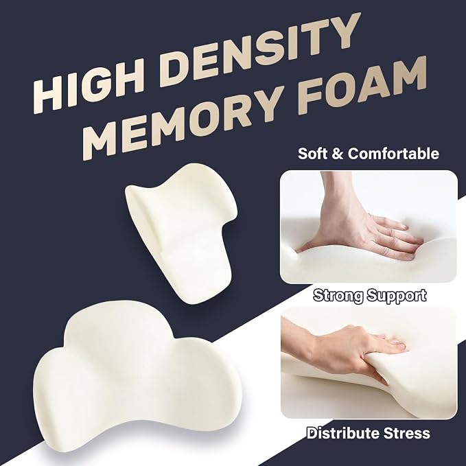 Coverado Lumbar Support and Car Neck Pillow, Ergonomic Memory Foam Desk Chair Cushion and Headrest Pillow for Car Office Chair, Sciatica & Neck & Tailbone Cushion