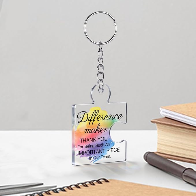 Team Appreciation Gifts Bulk Thank You Keychains for Coworkers | Gift Set for Employee, Staff, Teachers, Teamwork Puzzle Piece Keyring, Acrylic
