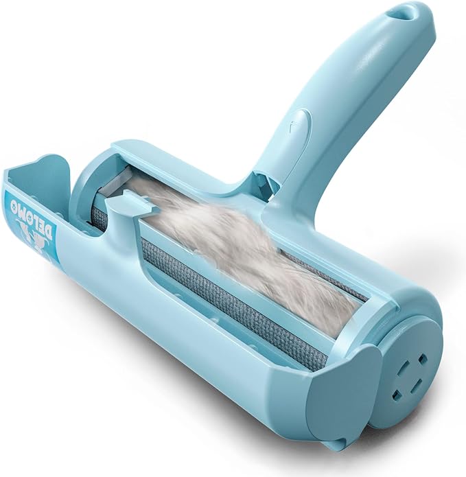 DELOMO Pet Hair Remover Roller, Reusable Lint Roller for Dog and Cat Hair | Portable Pet Hair Roller with Large Fur Bin, Fast Cleaning for Couches, Bedding, Rugs, Car Seats and Furniture, No Batteries