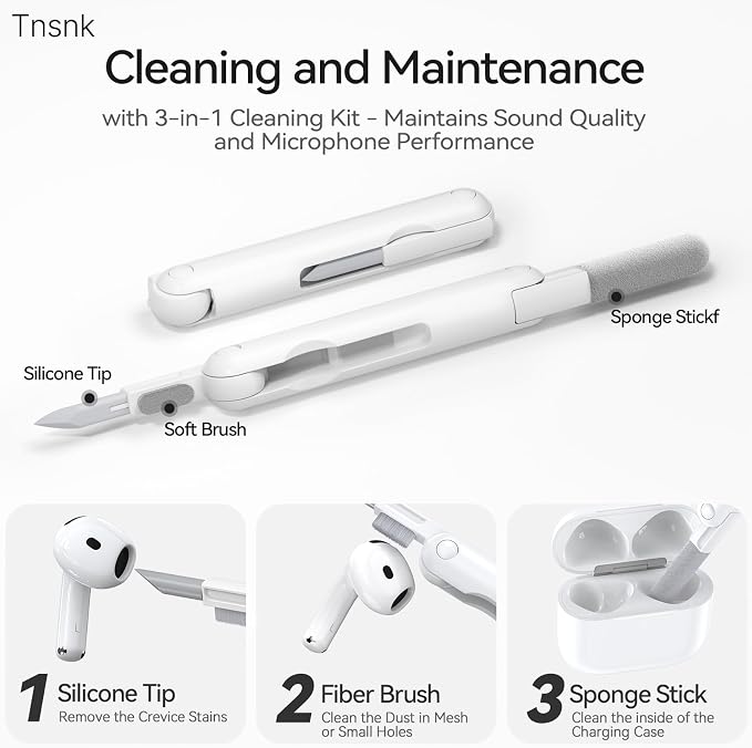 for AirPods 4 Case, TNSNK Silicone AirPod 4 Case Cover Compatible with Apple Airpods 4th Gen, Shockproof Protective Cases for Women Girly with Cleaner Kit and Keychain, Front LED Visible