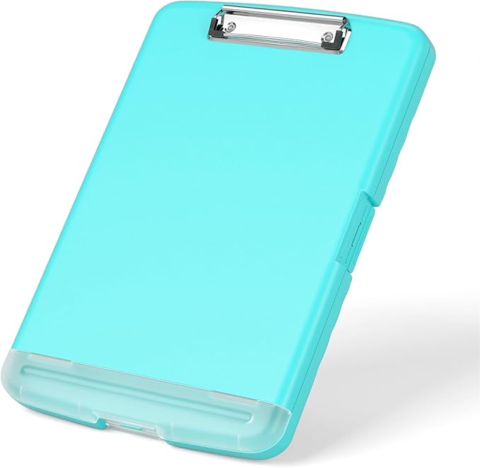 Rimilak Clipboard with Storage, 8.5 x 11'' High Capacity Clip Board, Green | Smooth Writing, Side-Opening Plastic Folder with Pen Holder, Size 14.2 x 9.6 x 1.2″ ,for Classroom, Teacher, Student