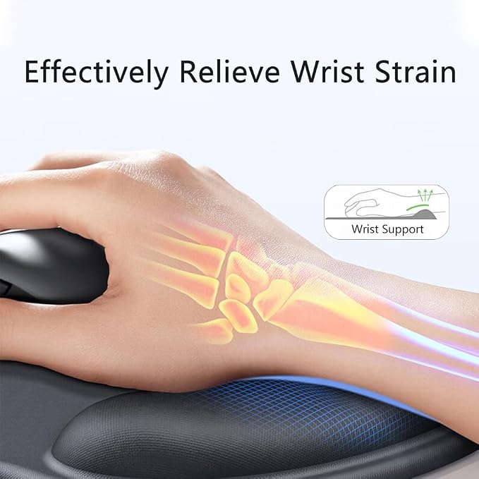 Ergonomic Mouse Pad with Wrist Rest, Gel Wrist Support Mousepad, Pain Relief Laptop Computer Mouse Pad, Non-Slip Mouse Pads for Office & Home (Red)