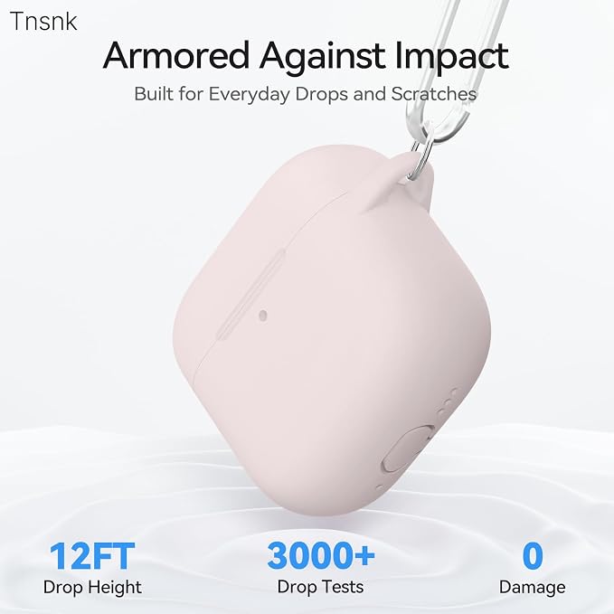 for AirPods 4 Case, TNSNK Silicone AirPod 4 Case Cover Compatible with Apple Airpods 4th Gen, Shockproof Protective Cases for Women Girly with Cleaner Kit and Keychain, Front LED Visible