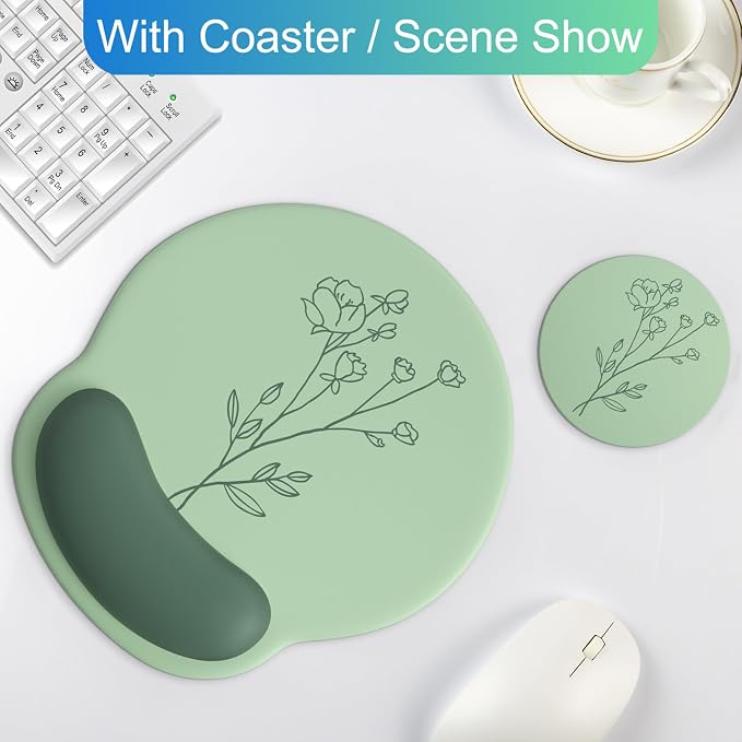 Ergonomic Mouse Pad with Wrist Rest Support,Gel Mouse Pads for Desk | Big Mousepad With Coaster Non-slip & Pain Relief for Computer, Home&Office Desk Decor
