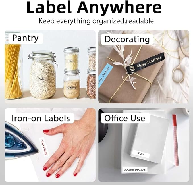 Phomemo Label Maker Machine with Tape, P12 Bluetooth Small Label Maker with Multiple Templates Thermal Transfer Ribbon Printer Machine for Home, School, Gift Wrapping, Office, White