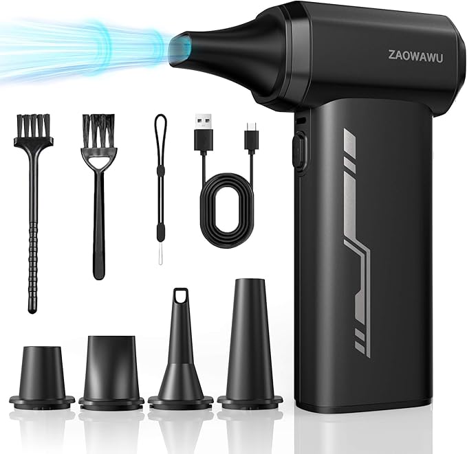 Electric Air Duster - 150000RPM Keyboard Duster for PC Cleaning, Cordless Compressed Air Duster Replaces Canned Air, 3-Gear Rechargeable Electronics Cleaner for Laptop, Car, Home & Office