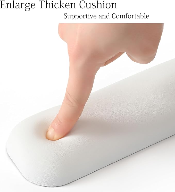 UnivoColors Design-Medium Wave Keyboard Wrist Rest of Medium, Artificial Sheepskin+Memory Foam+Ergonomic+Anti-Slip Gel, Resilience Support During Work and Gaming,Keyboard Accessory,White