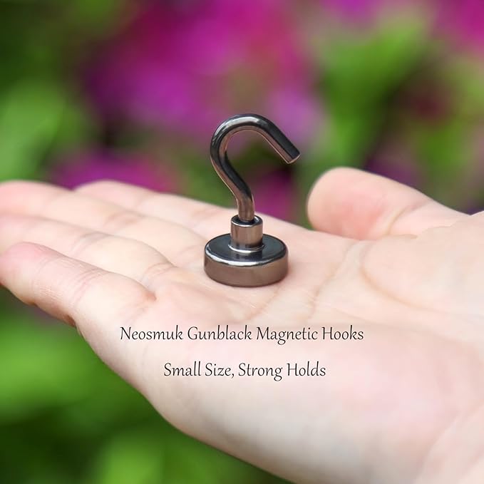 Neosmuk Magnetic Hooks, Heavy Duty 30lb+ Strong Magnet Hook for Cruise Cabins, Cruise Essentials 2026 for Hanging, Metal Wall Refrigerator Hangers (Gunmetal, 12 Pack)