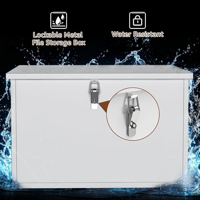 TOPCJ Legal/Letter Lockable Heavy Duty Hanging File Box,Metal File Cabinet,File Organizer Box,Storage Box,Multifunctional Secure Organizer for Office Supplies,Documents,Private Valuables Home Office