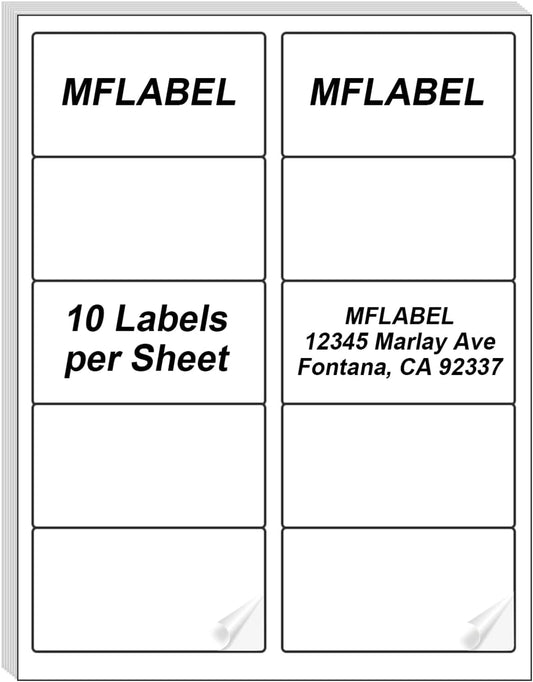 MFLABEL 2x4 Shipping Address Labels - 500 Count, 50 Sheets for Printer - 10-UP Internet Mailing Stickers - 2" x 4" FBA Labels for Laser/Inkjet Printer