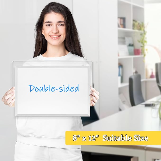 Double-Sided Magnetic White Board with Stand, 12" x 8" | Dry Erase Board with Stand, Desktop Whiteboard Easel , Portable Small White board dry erase for Drawing, Office, Home