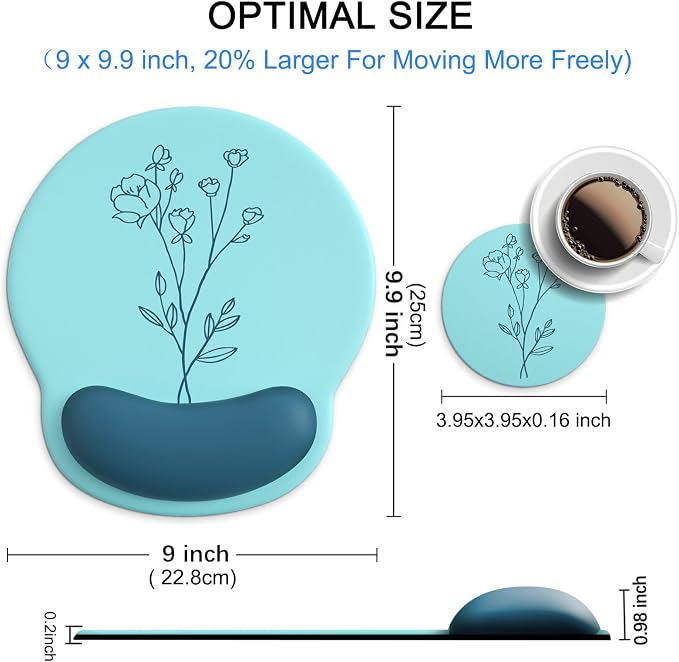 Ergonomic Mouse Pad with Wrist Rest Support,Gel Mouse Pads for Desk | Big Mousepad With Coaster Non-slip & Pain Relief for Computer, Home&Office Desk Decor