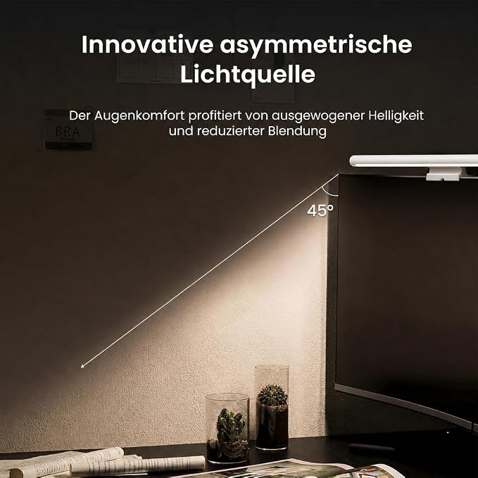 YEELIGHT Monitor Light Bar with Remote, Computer Monitor Lamp for Home Office Gaming, 250LM No Glare Eye-Care Screen Bar, Touch Control USB Desk Lamp with Stepless Dimming for Flat & Curved Monitor