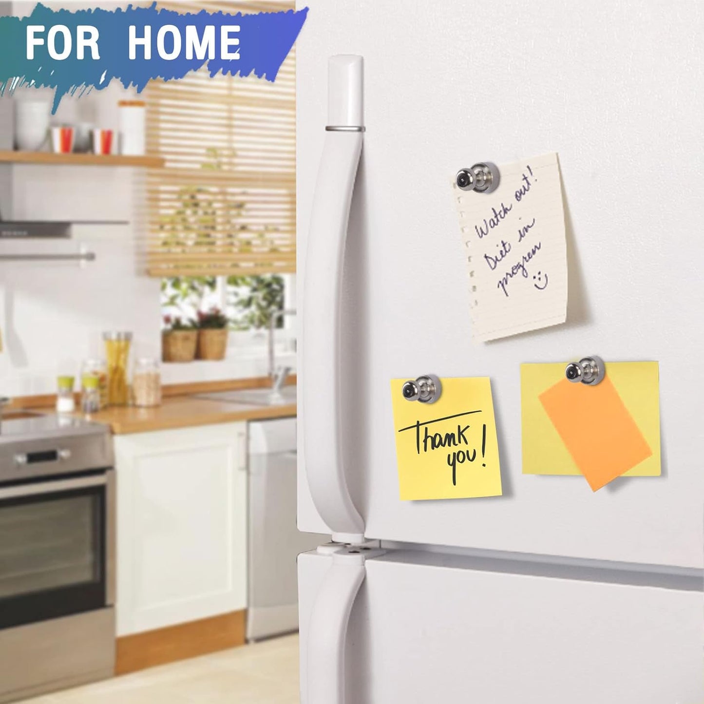 10Pack Fridge Magnet, Push Pin, Strong Rare Earth Magnets for Whiteboard Refrigerator, Small Neodymium for Kitchen Home