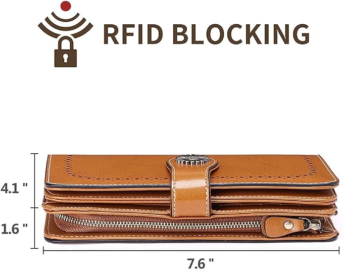 SENDEFN Wallets for Women Leather Credit Card Holder with RFID Blocking Large Capacity Wristlet | with RFID Blocking