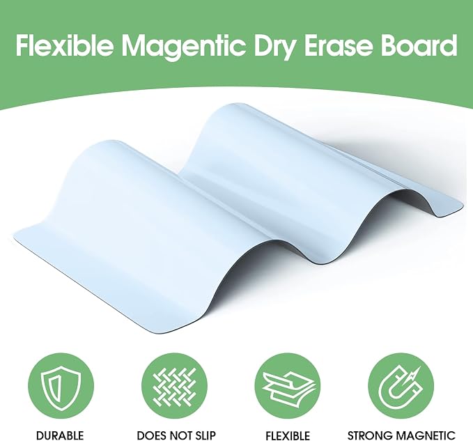 MaxGear Magnetic Whiteboard for Fridge 12x8 Multicolor 5 Pack | Strong Magnet, Dry Erase, Reusable, Easy Clean, Stain Resistant, Meal Planner, Grocery List, Family Notes, Kitchen Organizer