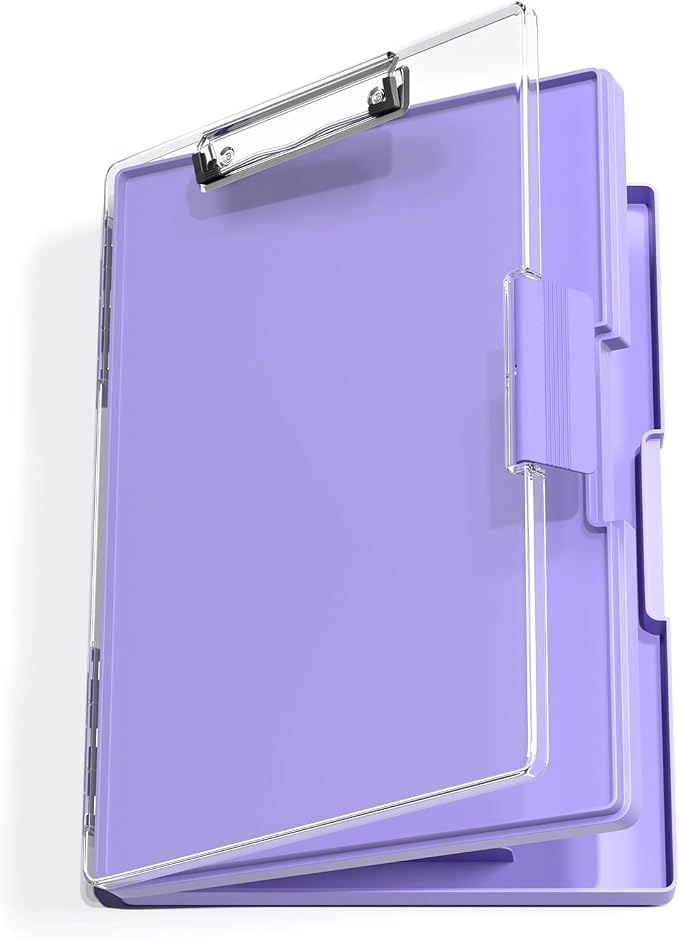 Hongri Clipboard with Storage, Purple 8.5 x 11 Clip Board, Dual Compartmen | Folder Nursing Side Opening, Heavy Duty Organization Box, Smooth Writing for Teachers, Classroom, Size 13.3 x 9.4 x 1.5 in