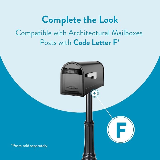 Architectural Mailboxes 8760B-10 Carlisle Postmount Mailbox, Medium, Black