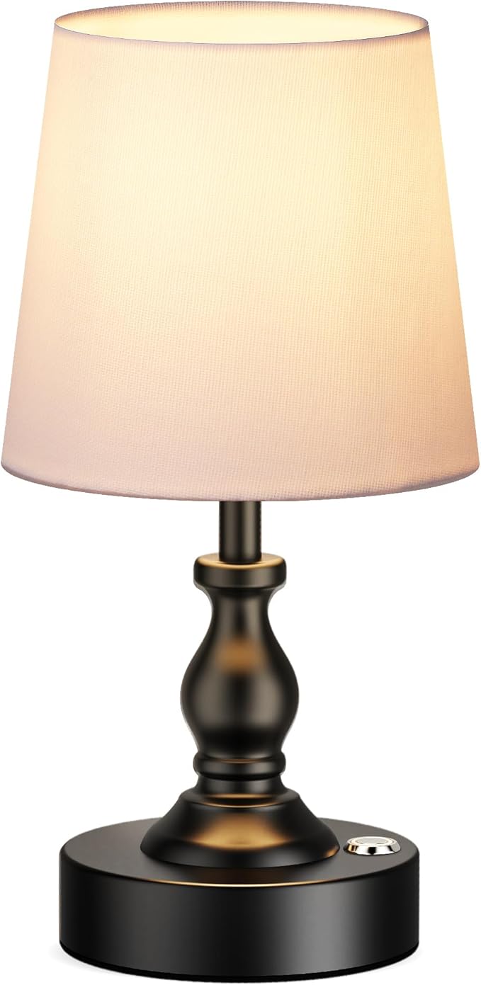 Mini Cordless LED Table Lamp, 5200mAh Rechargeable Battery Operated Lamp, 3-Level Brightness, Touch Dimmable Desk Lamp, Bedside Night Light for Patio Camping Restaurant Home, Matte Black
