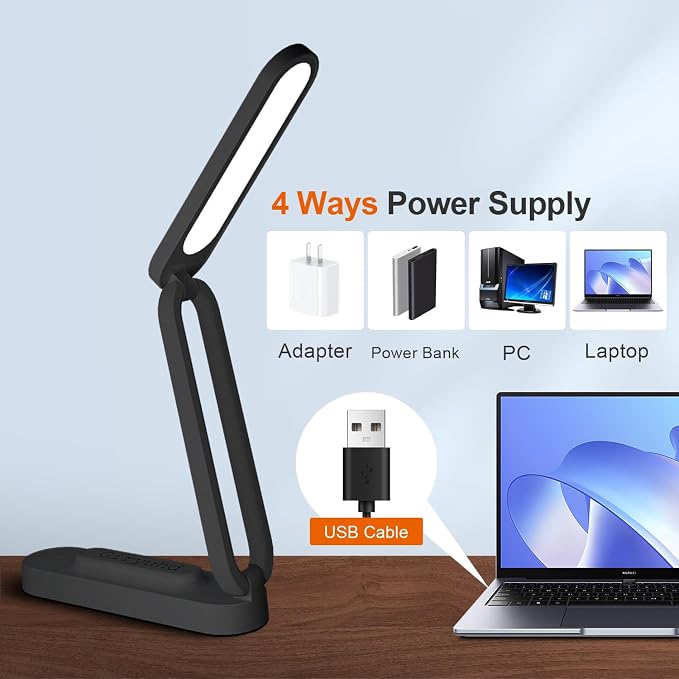 Giryuhd LED Desk Lamp for Office Home & Battery Operated Lamp Rechargeable Lamp Foldable & Portable Light, LED Desk Light Strip, 3 Brightness Dimmable Small Desk Lamp Wireless Reading Lamp