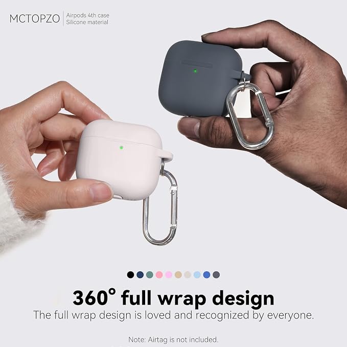 for AirPods 4 Case 2024 with Cleaner Kit & Keychain-Grey | Silicone Protective Cover for Apple AirPods 4th Generation Case,for Women Men,One-Piece Design,Shockproof,Dust Proof