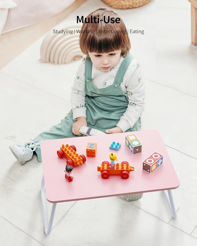 FISYOD Foldable Lap Desk, Laptop Bed Desk, Portable Bed Table, Laptop Stand for Bed & Couch, Lightweight & Mini - Pink