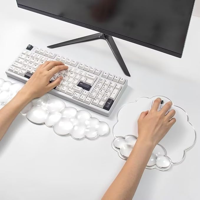Cloud Wrist Rest for Keyboard and Mouse Set, Cooling Erogonomic Mouse Pad | Soft Comfort Pain & Fatigue Relief Easy to Clean Office Accessories