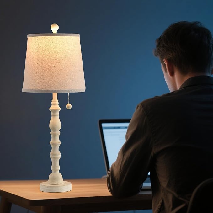 Terpsichore Modern Farmhouse Table Lamp Bedside Reading Lamps Living Room End Tables Set Lamps for Night Stands Bedroom Night Lamp,High 26.26 Inch,Sepia,with Fabric Lamp Shade,Bulb Not Included