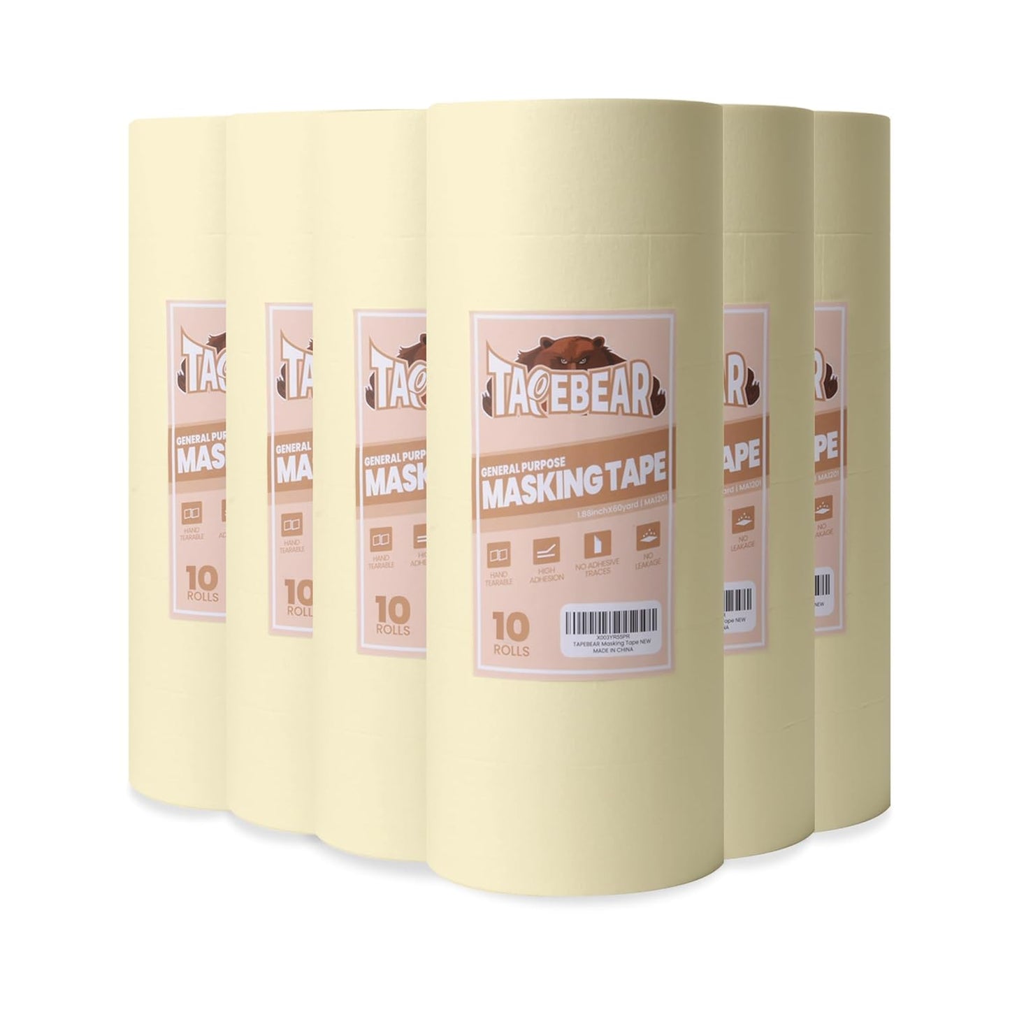 60 Rolls General Purpose Masking Tape 0.7 Inches x 60 Yards, Beige White Painters Tape for Painting, Labeling, DIY Arts Crafts, Home Office School Projects