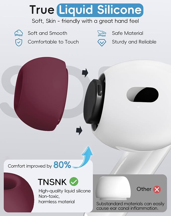 4 Pairs Replacement Ear Tips for AirPods Pro 1st /2nd(Z-Red) | with Noise Reduction Hole,Built-in dust Guard Screen Silicone Ear Tips with Cleaning Pen