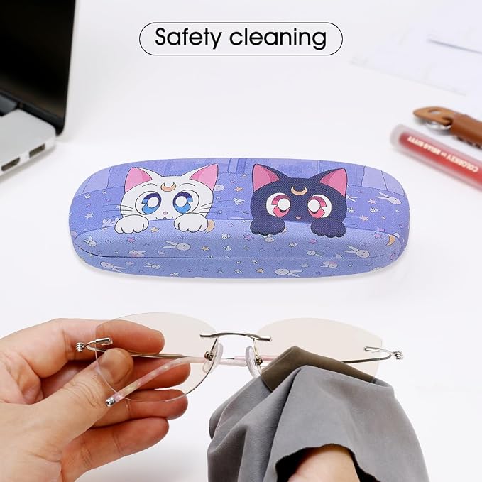 PERFECTSIGHT Hard Shell Eyeglasses Case, Kawaii Protective Glasses Case for Kids, Cute Eyeglass Case for Women Men Girls