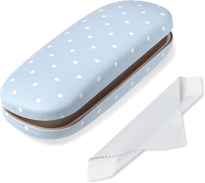 Glasses Case Hard Shell, Cute Sunglasses Case for Women Leather Protective Case for Eyeglass with Cleaning Cloth