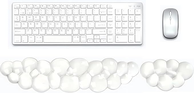 Gel Cloud Wrist Rest for Keyboard and Mouse, Clear Cloud Keyboard Wrist Rest Set, Ergonomic Cloud Wrist Support for Typing Pain Relief, Cute Wrist Pad for Office, Gaming, Computer, Laptop