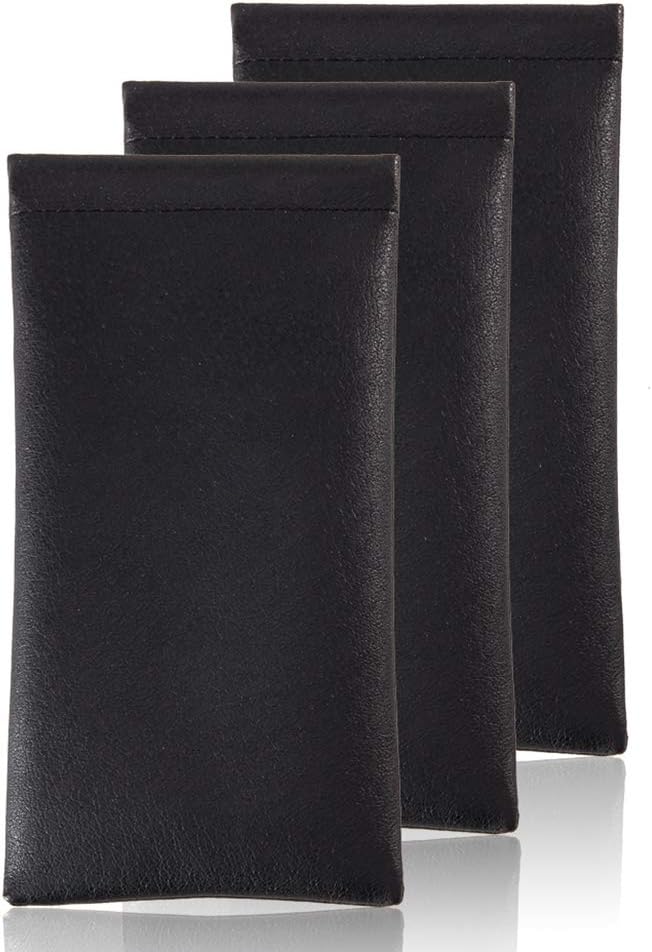 TRIUMPH VISION Eyeglass Case Glasses Case Soft Sunglass Pouch Sleeve 3 Pack | Slim Lightweight Alternative to Bulky Case, Leather Lined Protect Lens, Squeeze Easy to Use, Stylish Portable for Daily Use