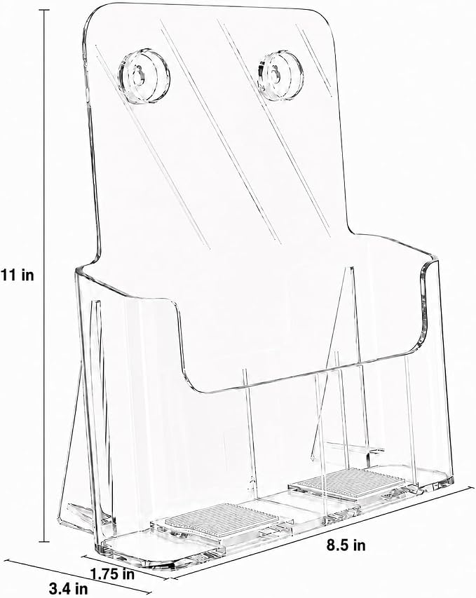 KTRIO Acrylic Brochure Holder 8.5 x 11, 2 Pack Literature Display Stand | Desktop/Wall-Mount, Clear Plastic Flyers Holder Fits 8.5" Wide Magazines, Pamphlets, Documents, Booklets, Journals, Menus
